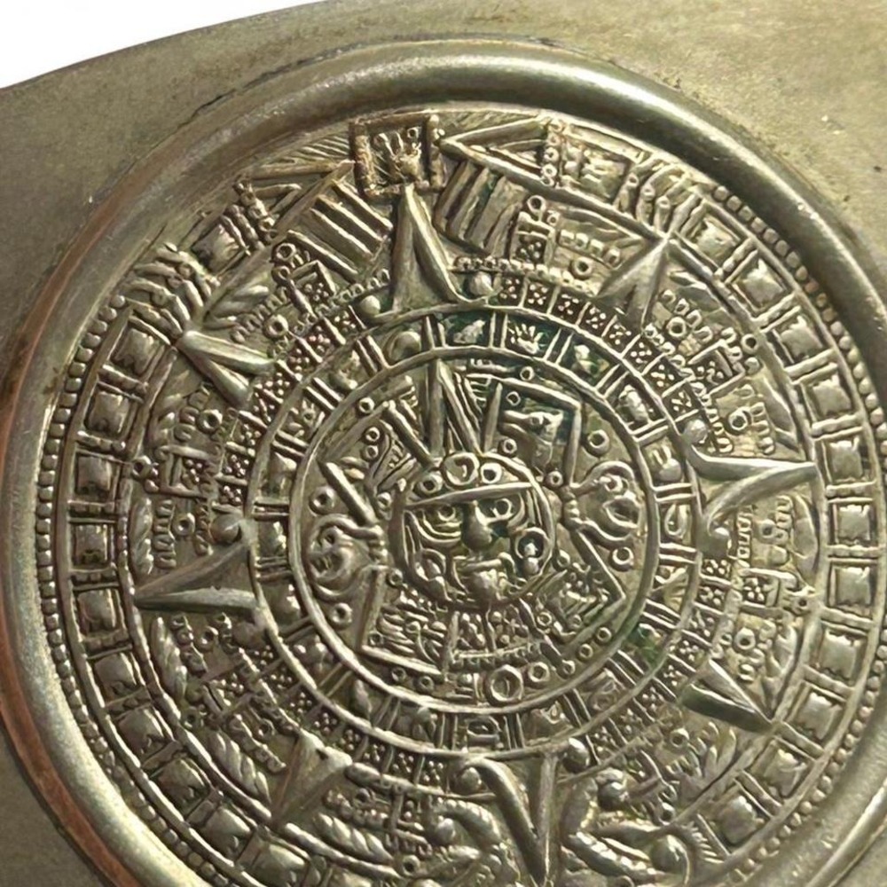 Vintage Silver tone Aztec belt buckle with sun sign (xs1) - Picture 2 of 6